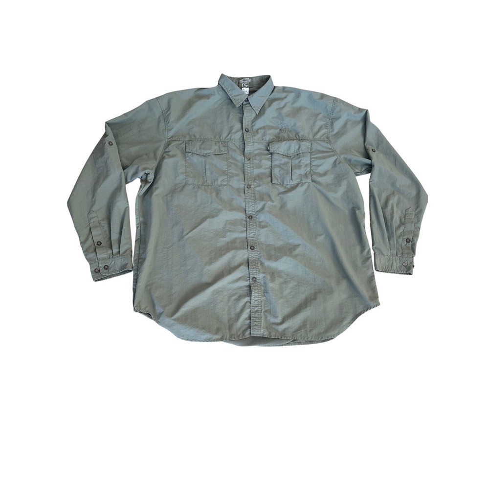 Ducks Unlimited Mens Button Up Shirt Long Sleeve Size 3XL Green‎ Fishing Outdoor
